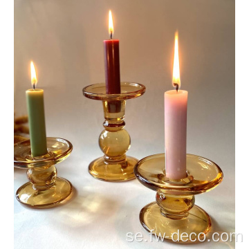 Anpassad färgad bärnsten Glass Candlesticks Glass Holder